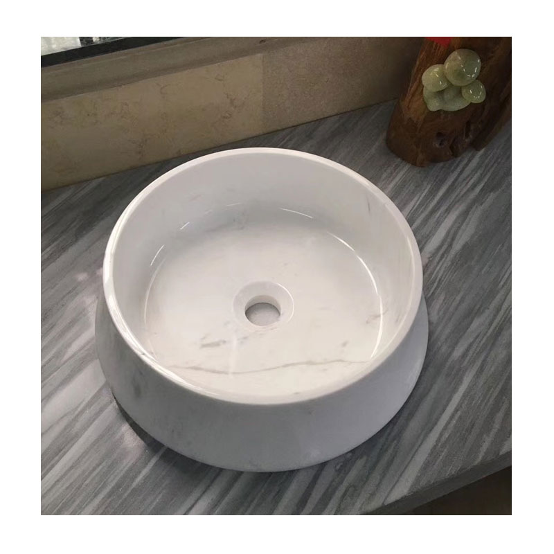 Apartment Chess Round Circular Shape Natural Stone Wash Bowl Basin